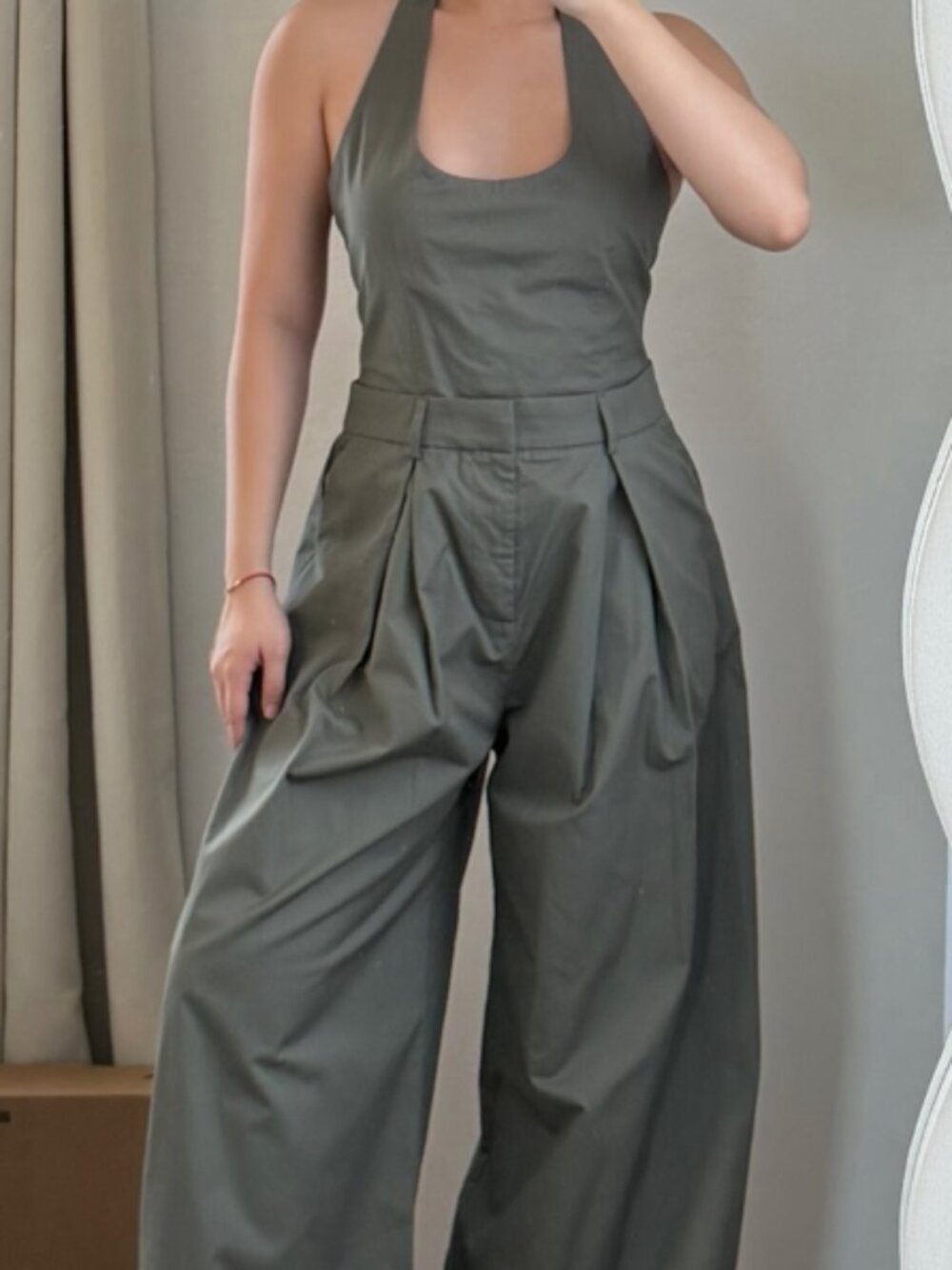 ZARA Olive Green Halter Jumpsuit